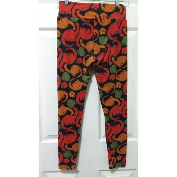 LuLaRoe Women's One Size Fall Color Dinosaur Print Mid Rise Leggings - Picture 2 of 7